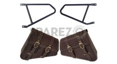 Royal Enfield Interceptor 650 Mounting Rails With Pannier Bags Pair Brown  - SPAREZO